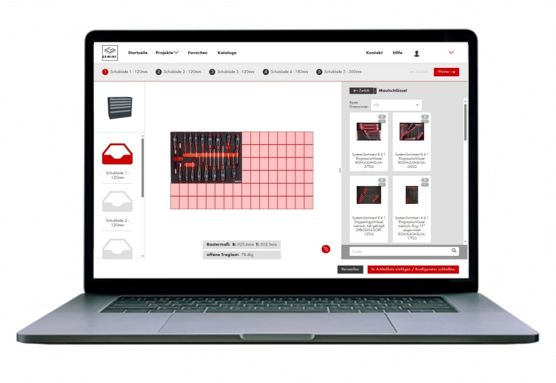 GEMINI Notebook mit Bestückung im Rastermass